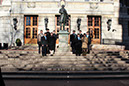 30 Belen MUN Delegates on the steps of the Hamilton Bldg. - all recognized by their committee chairs earning recognition