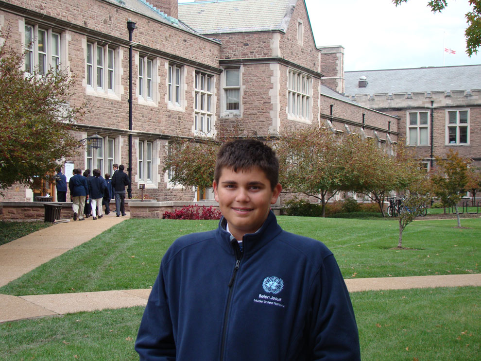 55. Nick Recuset in front of Eads Hall at WUSL